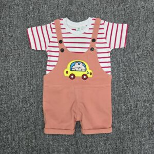 kids romper set peach